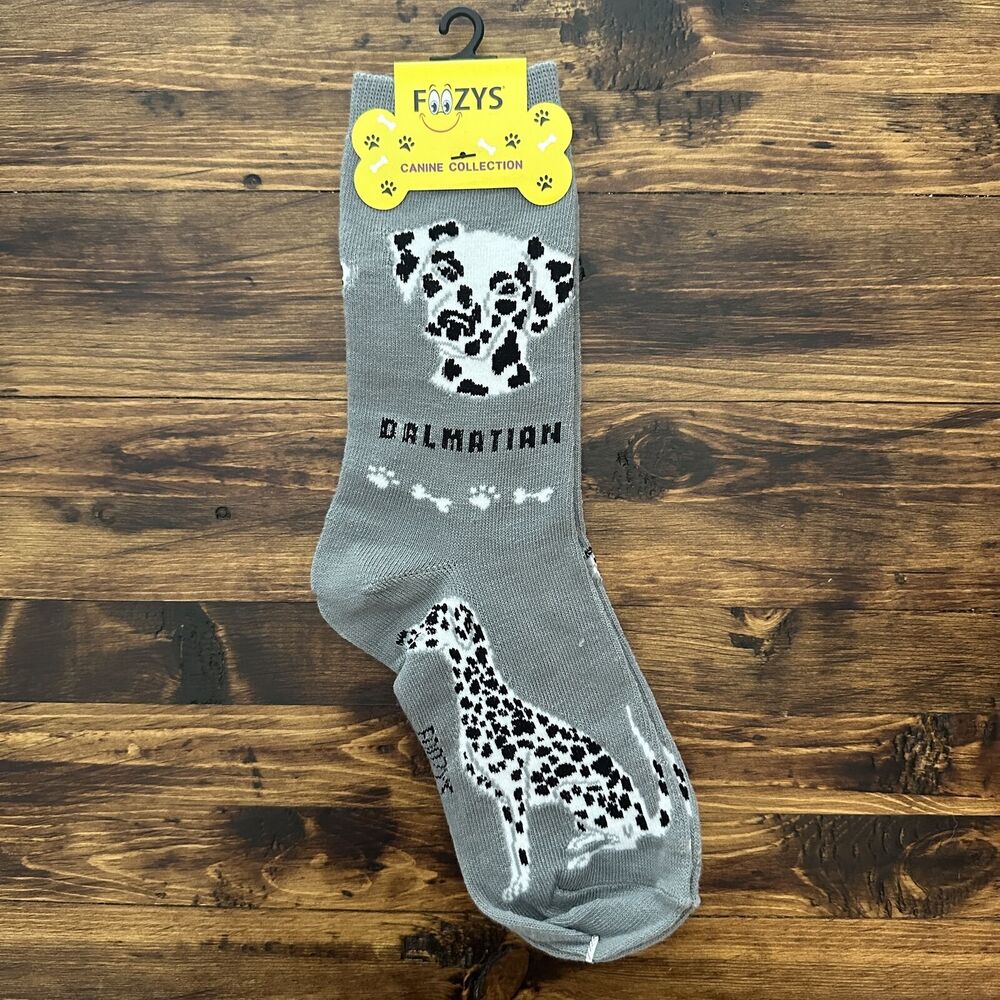 NWT Foozys Red Grey Dalmatian Print Casual Socks Women's One Size